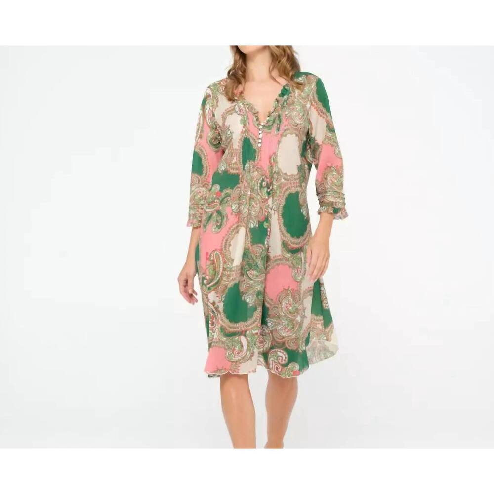 NEW ONESEASON faro middy poppy midi dress in green
